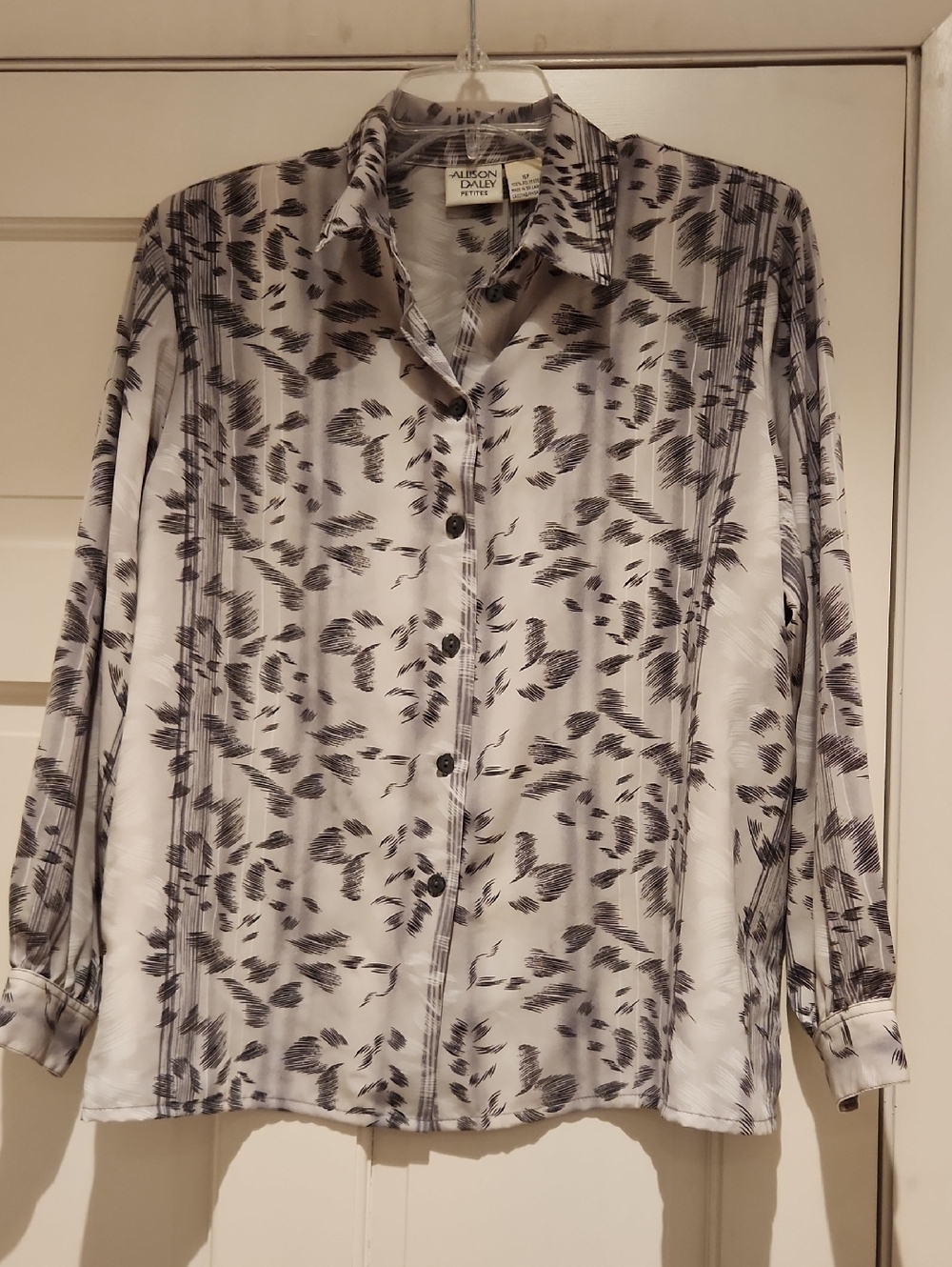 Vintage Alison Daley Printed Button-Up Timeless Blouse Size 16P